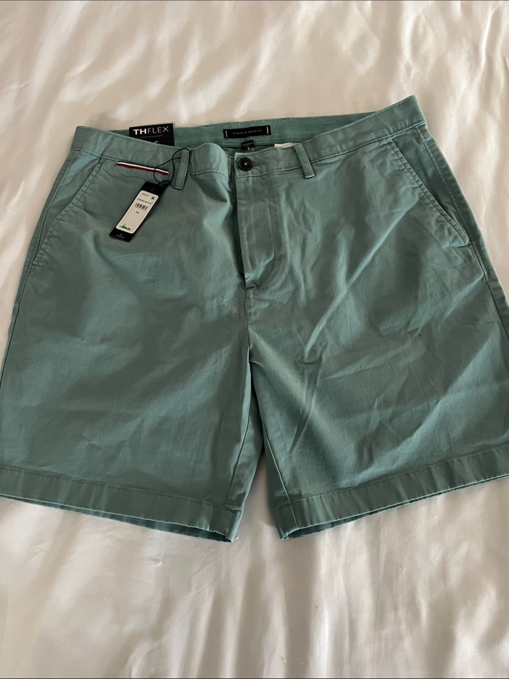 Tommy Hilfiger Men's Light Seafoam Green Flat Front Chino Shorts